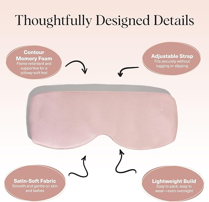 Kitsch Contour Pillow Eye Mask – Softer Than Silk Eye Masks for Sleep, Blindfold Sleep Masks for Women & Men, No Eye Pressure, Lightweight, Eye Care, Travel Essentials - Blush