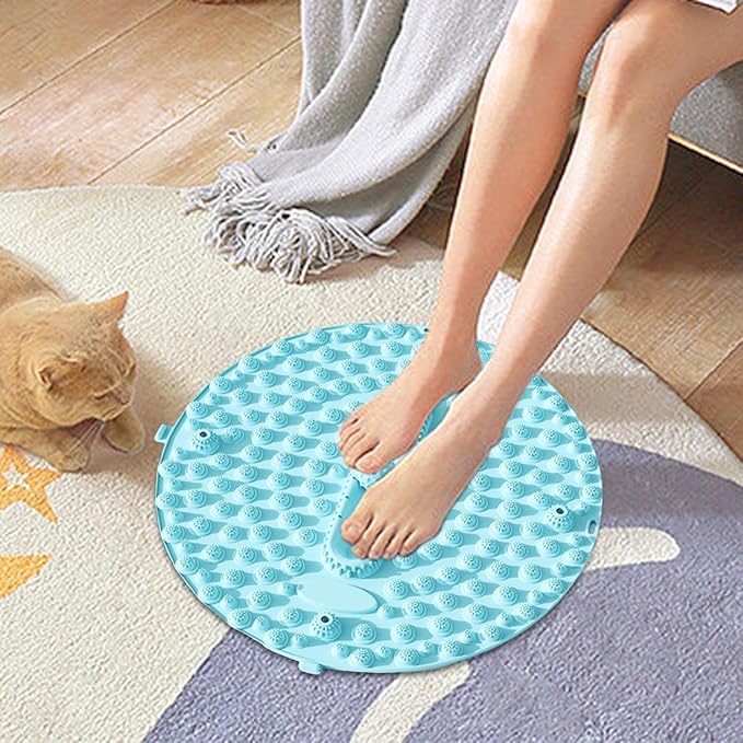 Foot Massage Pad Foot Massager Portable Creative Versatile 55cm Dia Acupressure Mat Standing Pad for Office Home Yoga Workout, Blue