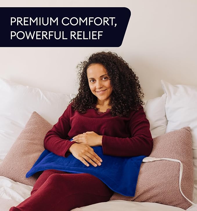 GENIANI Electric Heating Pad for Back Pain & Cramps Relief, Electric Throw, Auto Shut Off, Machine Washable, Moist Heat Pad for Neck & Shoulder