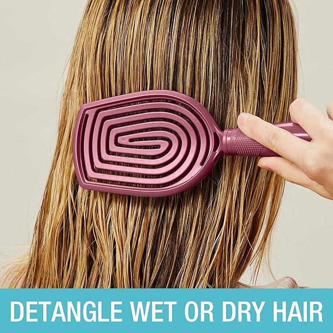 Conair Scalp Care Detangling hairbrush - Curly Hair Brush - Scalp Massager - detangler hairbrushes for women & men - for all lengths and types - Valentine gifts for her - Red Rush