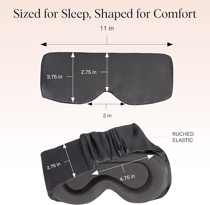 Kitsch Contour Pillow Eye Mask – Softer Than Silk Eye Masks for Sleep, Blindfold Sleep Masks for Women & Men, No Eye Pressure, Lightweight, Eye Care, Travel Essentials - Charcoal