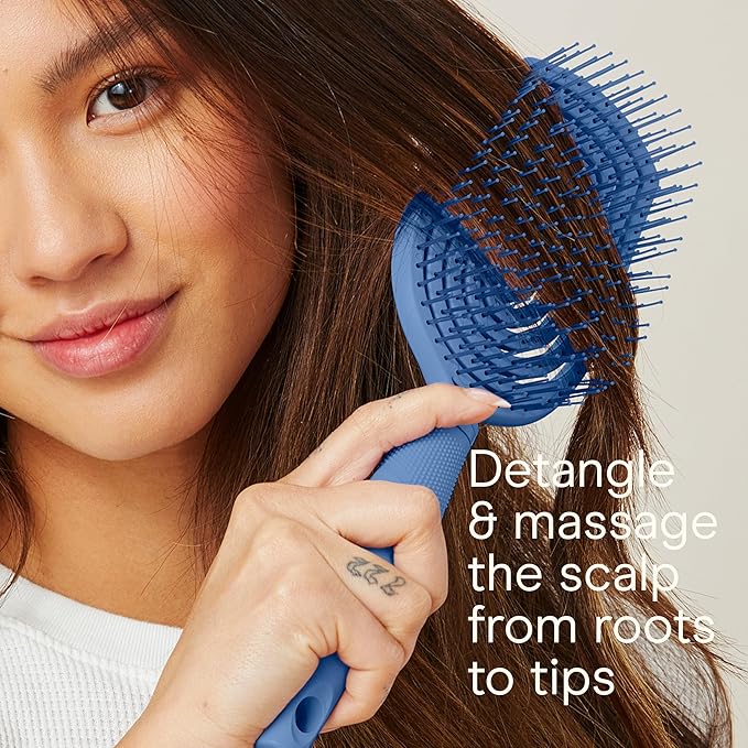 Conair Scalp Care Detangling hairbrush - Curly Hair Brush - Scalp Massager - hairbrushes for women & men - detangler for all lengths and types - can use wet or dry - Blue Aura