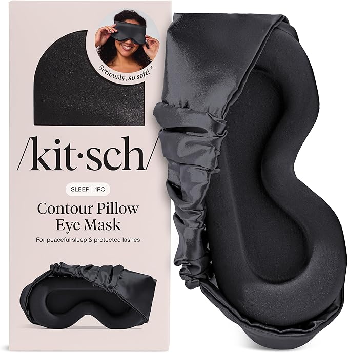 Kitsch Contour Pillow Eye Mask – Softer Than Silk Eye Masks for Sleep, Blindfold Sleep Masks for Women & Men, No Eye Pressure, Lightweight, Eye Care, Travel Essentials - Charcoal
