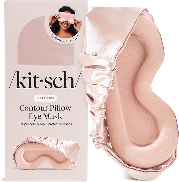 Kitsch Contour Pillow Eye Mask – Softer Than Silk Eye Masks for Sleep, Blindfold Sleep Masks for Women & Men, No Eye Pressure, Lightweight, Eye Care, Travel Essentials - Blush
