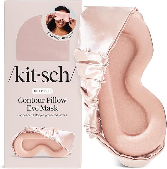 Kitsch Contour Pillow Eye Mask – Softer Than Silk Eye Masks for Sleep, Blindfold Sleep Masks for Women & Men, No Eye Pressure, Lightweight, Eye Care, Travel Essentials - Blush