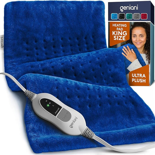 GENIANI Electric Heating Pad for Back Pain & Cramps Relief, Electric Throw, Auto Shut Off, Machine Washable, Moist Heat Pad for Neck & Shoulder
