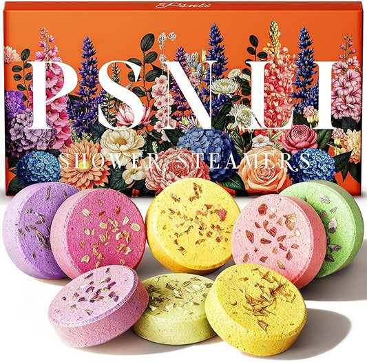 Shower Steamers Aromatherapy Stocking Stuffers 8 Scents – Christmas Gifts for Women Elegant Packaging with Essential Oils, Relaxing Spa Shower Tablets for Stress Relief, Self Care