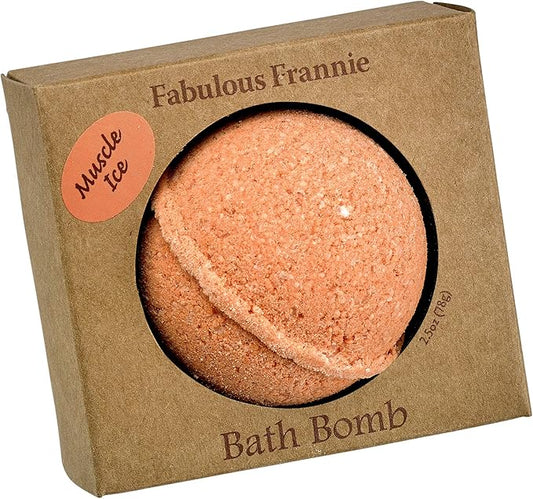 Fabulous Frannie Muscle Ice Natural, Handmade Bath Bomb, Rich in Essential Oil, Epsom Salt, Coconut Oil, Witch Hazel, Moisturize Skin, 2.5oz (Pack of 1)