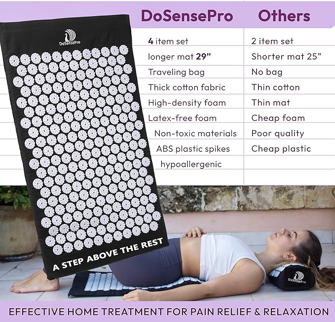 Acupressure Mat & Pillow Set + Lavender Self Heating Steam Eye Mask for Stress Relief, Pain Relief, Better Sleep & Deep Relaxation