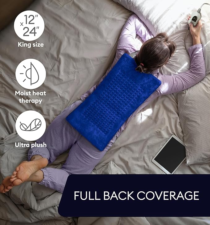 GENIANI Electric Heating Pad for Back Pain & Cramps Relief, Electric Throw, Auto Shut Off, Machine Washable, Moist Heat Pad for Neck & Shoulder