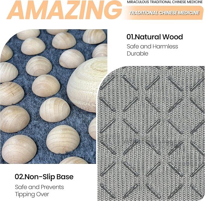 Wood Foot Acupressure Mat,Portable Foot massage mat,Foldable Pressure Point Pad,acupressure mat for feet,reflexology tools,wooden massage tools for Feet Relax,Home & Gym Use(Square,15.75''x15.75'')