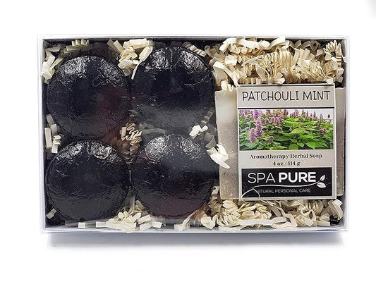 Spa Pure Aromatherapy Gift Set: 1 Large 4.5 oz Artisan soap, 4 Shower Steamers, made with plant based ingredients, essential oils, all natural (Peppermint-Lemongrass)