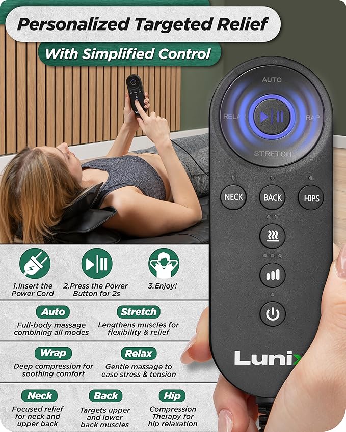 Lunix LX27 Heated Stretching Mat Massager – Upper Body Massage Mat Back Stretcher for Pain Relief, Deep Tissue Lumbar Massager for Flexibility & Recovery