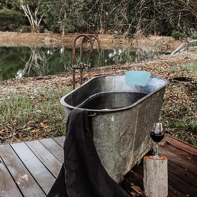 Soaking Tub Pillow Bath Pillow for Bathtub Neck and Head Support Soft Pu Material Sky Blue Spa Bath Cushion with Suction Cups for Home Relaxation