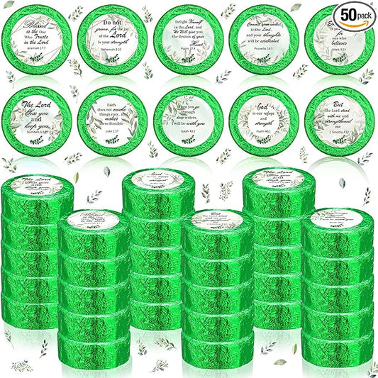 Shower Steamers Aromatherapy 50 Pack Bulk Eucalyptus Leaf Shower Steamer with Bible Verse Christian Gifts for Adults Her Mom Him Home Spa Gym Natural Essential Oil Self Care Relaxation